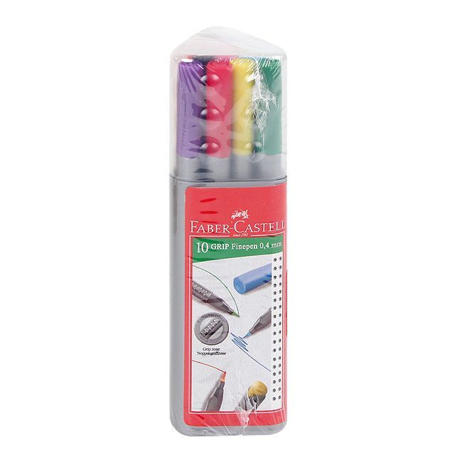 Grip Fine Pens(0.4mm) 10Colors with Plastic Case 