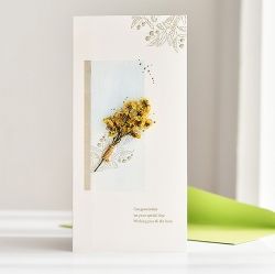 Preserved Flowers Thank You Card with Envelope, Yellow