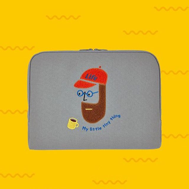 iPad Notebook Pouch Beard Man, Waterproof Canvas