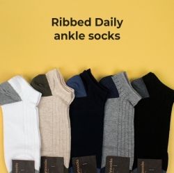 Ribbed Daily ankle socks (for men) (250~280mm) 