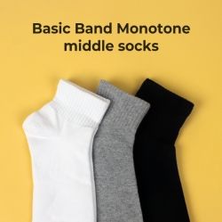 Basic Band Monotone middle socks (for men) (250~280mm) 