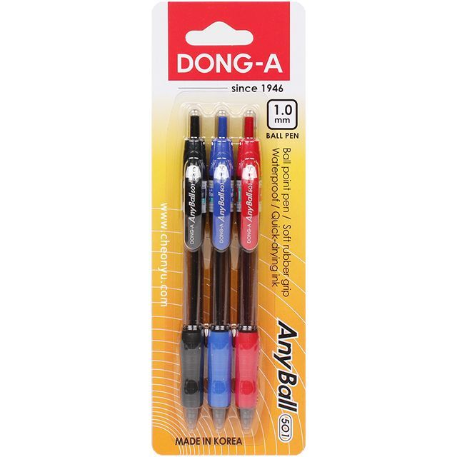 애니볼 1.0mm 볼펜 혼합 3개입 세트