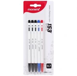 153 Ballpoint Pen 0.7mm black blue red mixed 5pcs