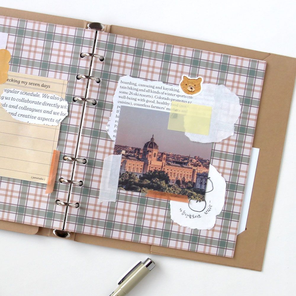 A6 WIDE 6공 머플러체크 리필 속지