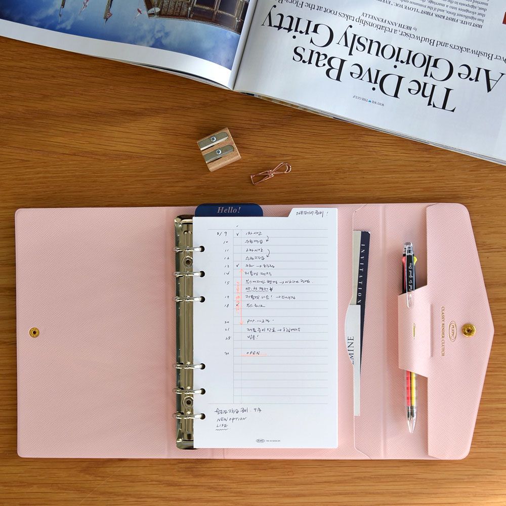 Classy Binder Clutch A6, 6-Rings Binder Cover 