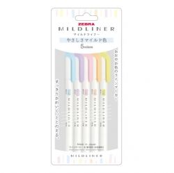MILDLINER YC Pastel New Colors, 5colors Set, Soda blue+Lilac+Baby pink+Honey orange+Sherbet yellow