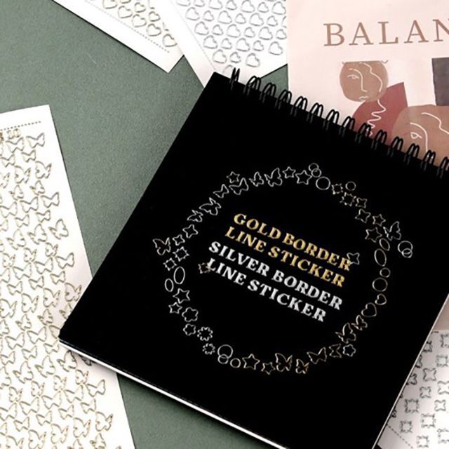 Cold Border Siver Border Line Stickers 6 Design Set