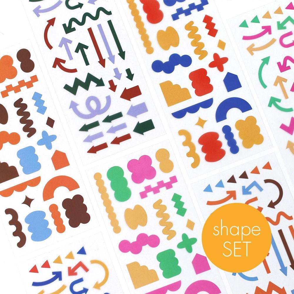 Pigment Clear Sticker, Shape Type 8sheets SET