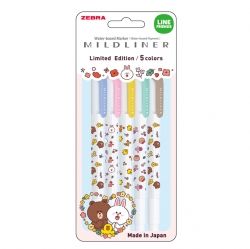 MILDLINER Line friends 5colors Water Based Marker Set 