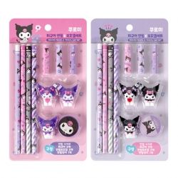 KUROMI Figure Pencil and Pencil Cap and Pencil Sharpener Set