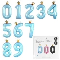 100cm Crown Number Foil Balloon Mint
