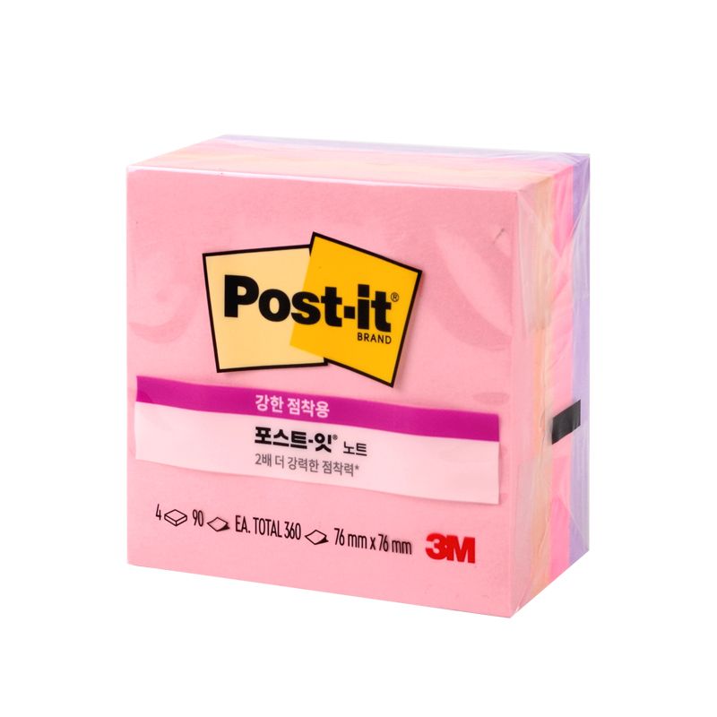 포스트잇 노트 큐브 강한 점착용 플라밍고 654 (76x76)