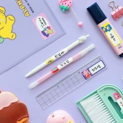 Elementary School 'Alpha Girls' Name Stickers with Protecting Films 4Sheets Pack, 