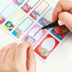 Elementary School 'Alpha Girls' Name Stickers with Protecting Films 4Sheets Pack, 