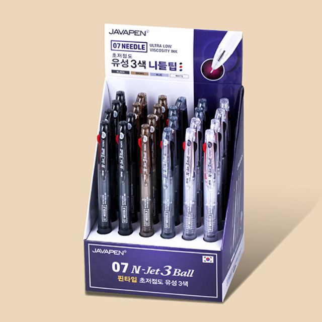 N-Jet 3Ball Ballpoint Pen(0.7mm), 3Colors, Needle Tip, 24Count 
