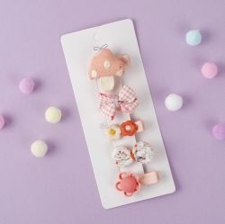 CUTE HAIR PIN 5PCS SET Coral mushroom