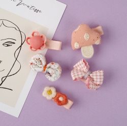 CUTE HAIR PIN 5PCS SET Coral mushroom