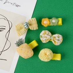 CUTE HAIR PIN 5PCS SET Yellow Pineapple