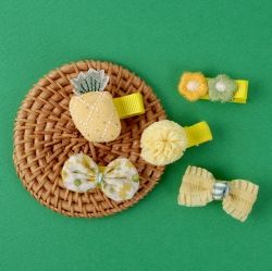 CUTE HAIR PIN 5PCS SET Yellow Pineapple