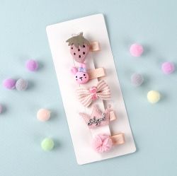 CUTE HAIR PIN 5PCS SET Pink Strawberry