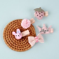 CUTE HAIR PIN 5PCS SET Pink Strawberry