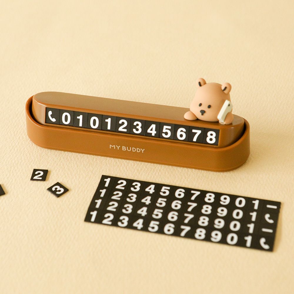 My buddy figure parking number plate