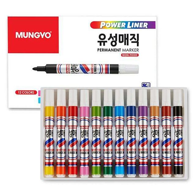 Mungyo Permanent Marker 12colors 1set (Paper Case)