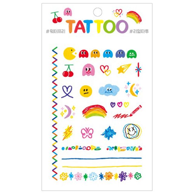 쁘띠 타투스티커_레인 보우 두들