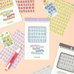 Ddung-Phabet Clear Line Alphabet Stickers 8 Sheets Set 