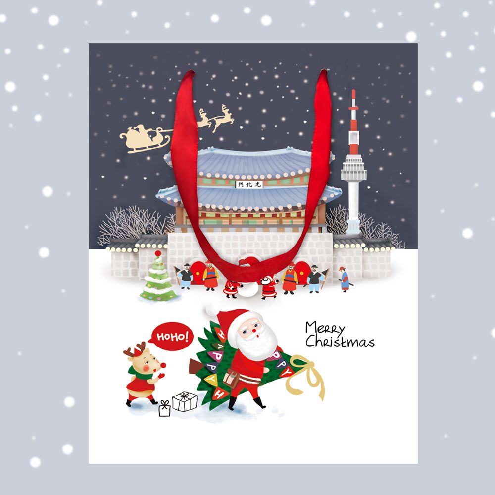 Christmas Gwanghwamun Shopping Bag, Set of 10