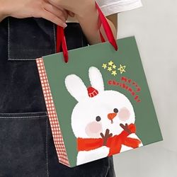 Ribbon double tag shopping bag pink 10pcs