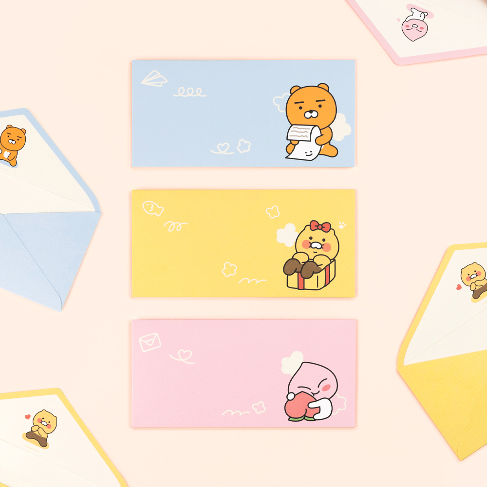 카카오프렌즈 가로형 봉투 3P 세트