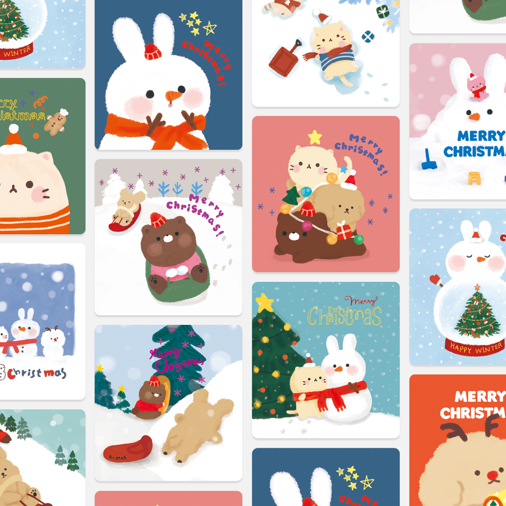 Mini Christmas Card Set, Set of 12 Type