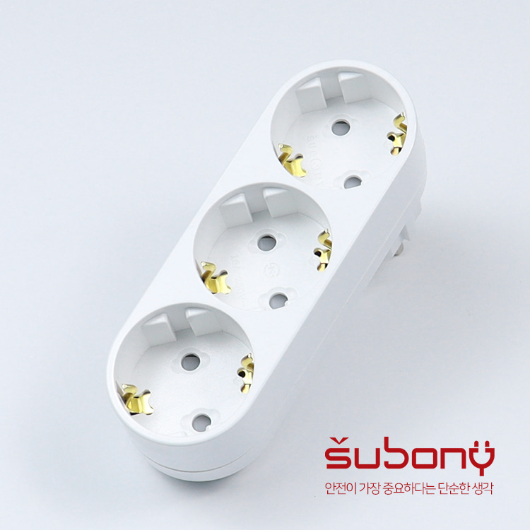 Attachable Multi-socket I-shaped 3-Outlet White