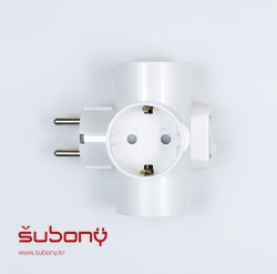 Attachable Integrated Switch Multi-socket T-shaped 3-Outlet White