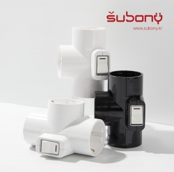 Attachable Integrated Switch Multi-socket T-shaped 3-Outlet White