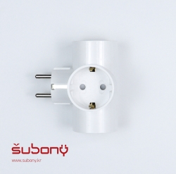 Attachable Multi-socket T-shaped 3-Outlet White