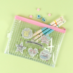 Sanrio Characters Pink Flat Zipper Pouch