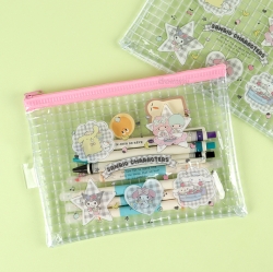 Sanrio Characters Pink Flat Zipper Pouch