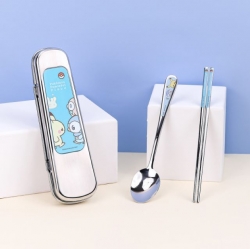 Pokemon super clean all stainless steel spoon, chopsticks &case  3P Set