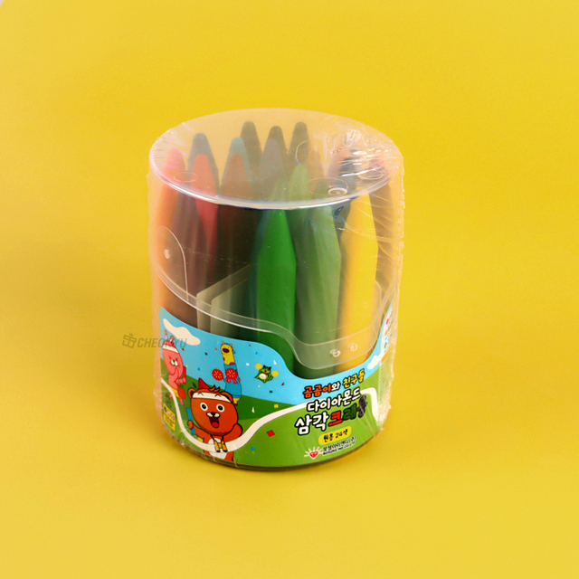 곰곰이와 친구들 다이아몬드 삼각크레용 24색 (원통형 케이스)