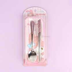 My Melody Joyful  All Stainless Zipper Spoon & Chopsticks with Case set 