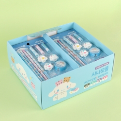Cinnamoroll Figure Pencil and Pencil Cap and Pencil Sharpener Set