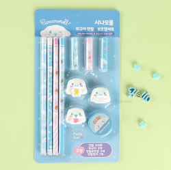 Cinnamoroll Figure Pencil and Pencil Cap and Pencil Sharpener Set
