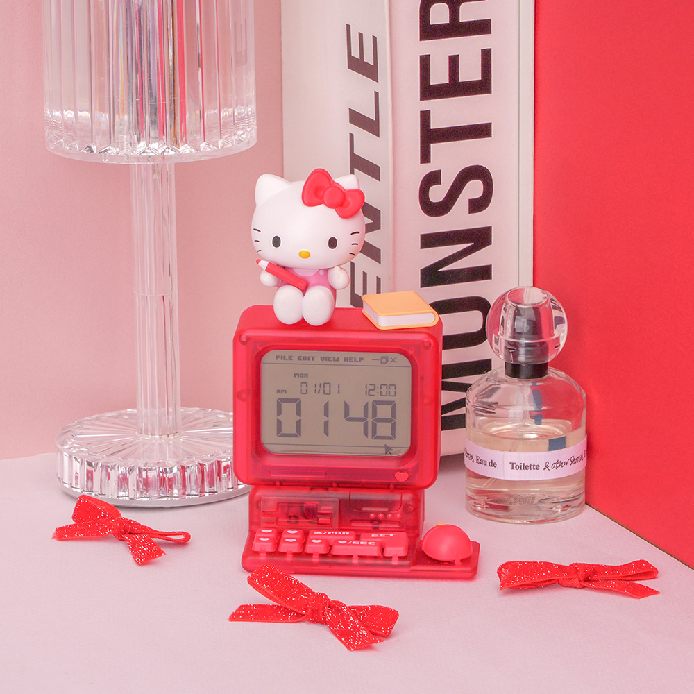 헬로키티 레트로 컴퓨터 탁상시계 