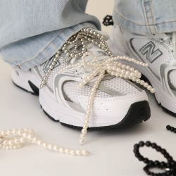 BFANCY Shoes double pearl ribbon