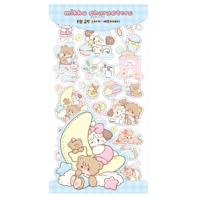 미코 캐릭터즈 투명 금박 스티커 - 에브리데이