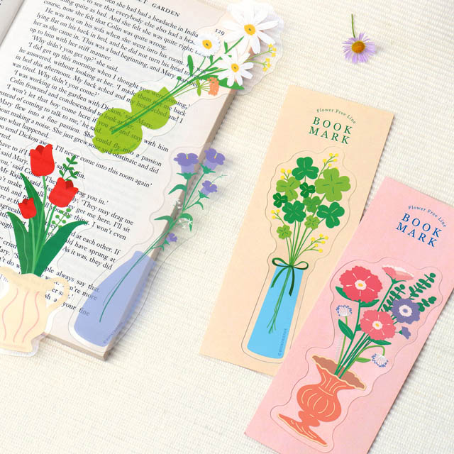 flower free line clear bookmark