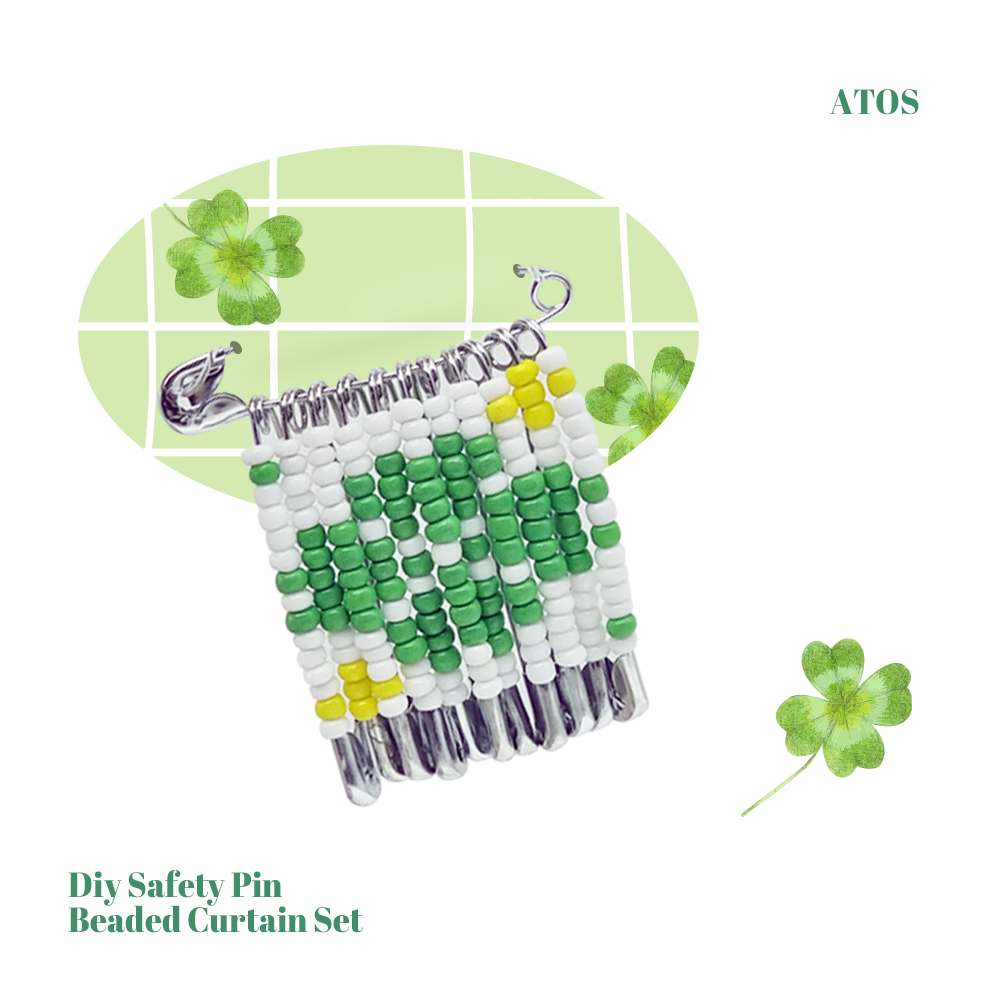 DIY Safety Pin Beaded Curtain Set, Random