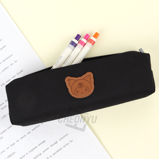 Sanrio Characters Leather Patch Slim Pouch - Kuromi